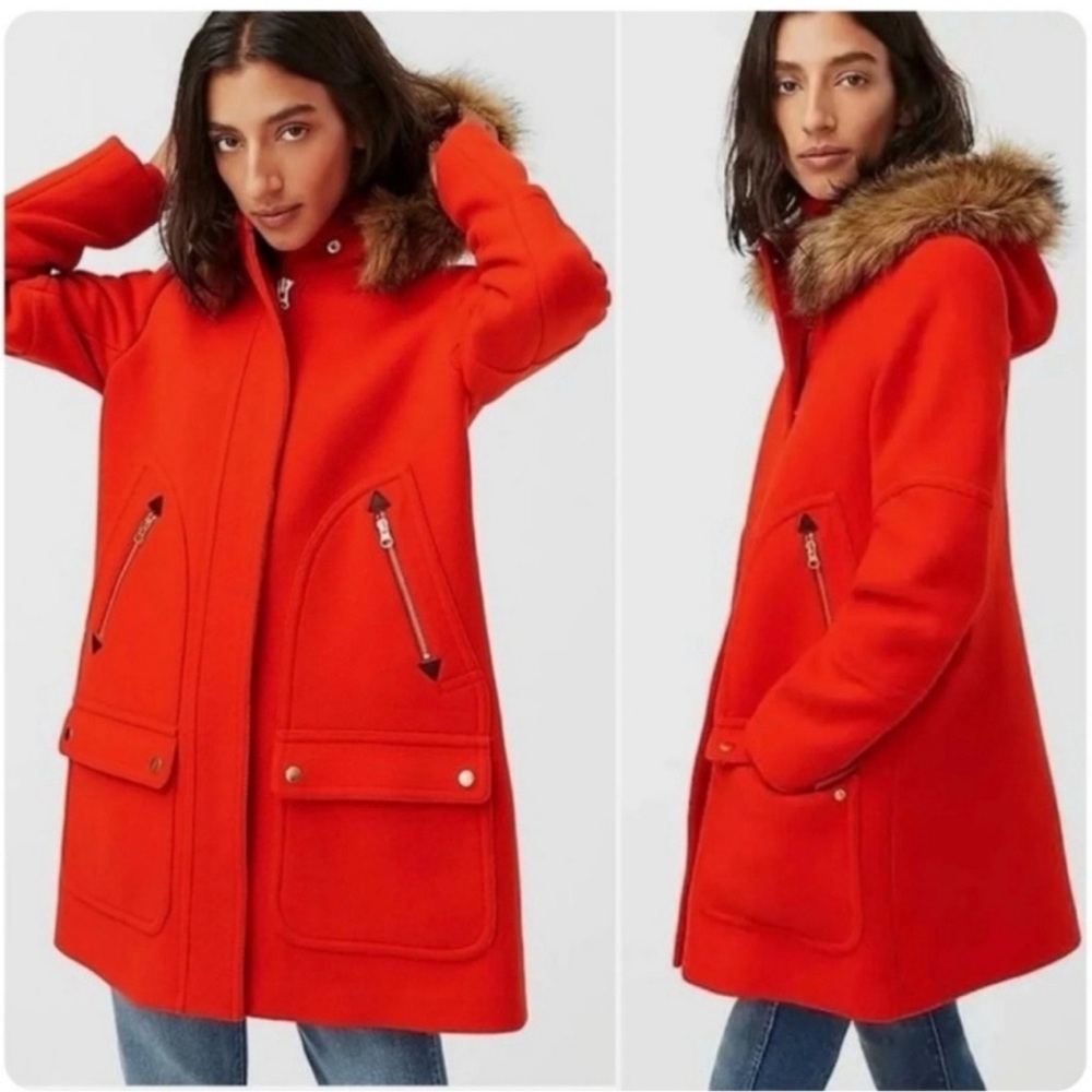 NWOT! Rare! Chateau parka in Italian stadium-cloth wool with Removable Fur Trim